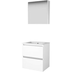 Basic Line Basic-Line Comfort 46 Badkamermeubelset - 60 x 46 cm - Greeploos - 2 Lades - Keramische Wastafel - 1 Kraangat - Spiegelkast - Ice White Basic Line Basic-Line Comfort 46 Badkamermeubelset - 60 x 46 cm - Greeploos - 2 Lades - Keramische Wastafel - 1 Kraangat - Spiegelkast - Ice White