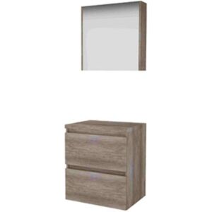 Basic Line Basic-Line Comfort 46 Badkamermeubelset - 60 x 46 cm - Greeploos - 2 Lades - Wastafelblad - Spiegelkast - Scotch Oak Basic Line Basic-Line Comfort 46 Badkamermeubelset - 60 x 46 cm - Greeploos - 2 Lades - Wastafelblad - Spiegelkast - Scotch Oak
