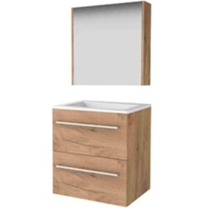 Basic Line Basic-Line Comfort 46 Badkamermeubelset - 60 x 46 cm - Met Grepen - 2 Lades - Acryl Wastafel - Zonder Kraangat - Spiegelkast - Whisky Oak Basic Line Basic-Line Comfort 46 Badkamermeubelset - 60 x 46 cm - Met Grepen - 2 Lades - Acryl Wastafel - Zonder Kraangat - Spiegelkast - Whisky Oak