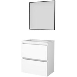 Basic Line Basic-Line Framed 39 Badkamermeubelset - Ondiep - 60 x 39 cm - Greeploos - 2 Lades - Acryl Wastafel - 1 Kraangat - Spiegel met Zwart Aluminium Frame - Ice White Basic Line Basic-Line Framed 39 Badkamermeubelset - Ondiep - 60 x 39 cm - Greeploos - 2 Lades - Acryl Wastafel - 1 Kraangat - Spiegel met Zwart Aluminium Frame - Ice White
