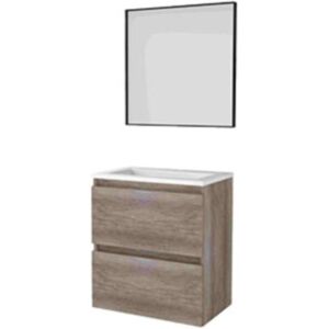 Basic Line Basic-Line Framed 39 Badkamermeubelset - Ondiep - 60 x 39 cm - Greeploos - 2 Lades - Acryl Wastafel - 1 Kraangat - Spiegel met Zwart Aluminium Frame - Scotch Oak Basic Line Basic-Line Framed 39 Badkamermeubelset - Ondiep - 60 x 39 cm - Greeploos - 2 Lades - Acryl Wastafel - 1 Kraangat - Spiegel met Zwart Aluminium Frame - Scotch Oak