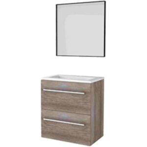 Basic Line Basic-Line Framed 39 Badkamermeubelset - Ondiep - 60 x 39 cm - Met Grepen - 2 Lades - Acryl Wastafel - 1 Kraangat - Spiegel met Zwart Aluminium Frame - Scotch Oak Basic Line Basic-Line Framed 39 Badkamermeubelset - Ondiep - 60 x 39 cm - Met Grepen - 2 Lades - Acryl Wastafel - 1 Kraangat - Spiegel met Zwart Aluminium Frame - Scotch Oak