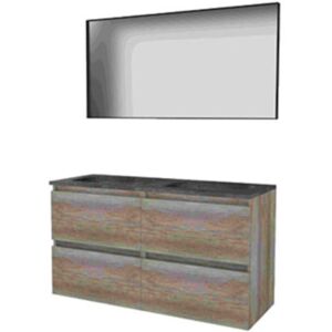 Basic Line Basic-Line Framed 46 Badkamermeubelset - 120 x 46 cm - Greeploos - 2 Lades - Hardstenen Wastafel - 2 Kraangaten - Spiegel met Zwart Aluminium Frame - Scotch Oak Basic Line Basic-Line Framed 46 Badkamermeubelset - 120 x 46 cm - Greeploos - 2 Lades - Hardstenen Wastafel - 2 Kraangaten - Spiegel met Zwart Aluminium Frame - Scotch Oak