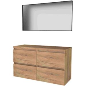 Basic Line Basic-Line Framed 46 Badkamermeubelset - 120 x 46 cm - Greeploos - 4 Lades - Wastafelblad - Spiegel met Zwart Aluminium Frame - Whisky Oak Basic Line Basic-Line Framed 46 Badkamermeubelset - 120 x 46 cm - Greeploos - 4 Lades - Wastafelblad - Spiegel met Zwart Aluminium Frame - Whisky Oak