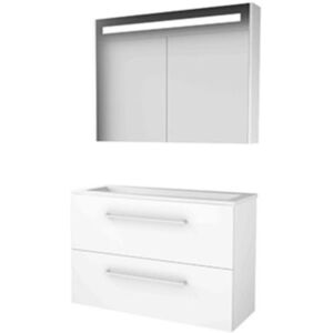 Basic Line Basic-Line Premium 39 Badkamermeubelset - Ondiep - 100 x 39 cm - Met Grepen - 2 Lades - Acryl Wastafel - Zonder Kraangat - Spiegelkast met LED Verlichting - Ice White Basic Line Basic-Line Premium 39 Badkamermeubelset - Ondiep - 100 x 39 cm - Met Grepen - 2 Lades - Acryl Wastafel - Zonder Kraangat - Spiegelkast met LED Verlichting - Ice White
