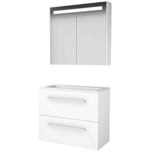 Basic Line Basic-Line Premium 39 Badkamermeubelset - Ondiep - 80 x 39 cm - Met Grepen - 2 Lades - Acryl Wastafel - 1 Kraangat - Spiegelkast met LED Verlichting - Ice White Basic Line Basic-Line Premium 39 Badkamermeubelset - Ondiep - 80 x 39 cm - Met Grepen - 2 Lades - Acryl Wastafel - 1 Kraangat - Spiegelkast met LED Verlichting - Ice White