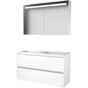 Basic Line Basic-Line Premium 46 Badkamermeubelset - 120 x 46 cm - Greeploos - 2 Lades - Acryl Wastafel - Zonder Kraangat - Spiegelkast met LED Verlichting - Ice White Basic Line Basic-Line Premium 46 Badkamermeubelset - 120 x 46 cm - Greeploos - 2 Lades - Acryl Wastafel - Zonder Kraangat - Spiegelkast met LED Verlichting - Ice White