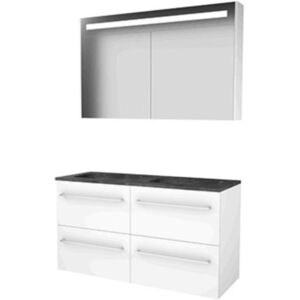 Basic Line Basic-Line Premium 46 Badkamermeubelset - 120 x 46 cm - Met Grepen - 4 Lades - Hardstenen Wastafel - Zonder Kraangat - Spiegelkast met LED Verlichting - Ice White Basic Line Basic-Line Premium 46 Badkamermeubelset - 120 x 46 cm - Met Grepen - 4 Lades - Hardstenen Wastafel - Zonder Kraangat - Spiegelkast met LED Verlichting - Ice White