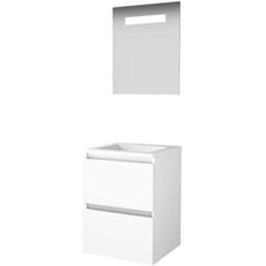 Basic Line Basic-Line Premium 46 Badkamermeubelset - 50 x 46 cm - Greeploos - 2 Lades - Acryl Wastafel - 1 Kraangat - Spiegelkast met LED Verlichting - Ice White Basic Line Basic-Line Premium 46 Badkamermeubelset - 50 x 46 cm - Greeploos - 2 Lades - Acryl Wastafel - 1 Kraangat - Spiegelkast met LED Verlichting - Ice White