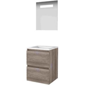 Basic Line Basic-Line Premium 46 Badkamermeubelset - 50 x 46 cm - Greeploos - 2 Lades - Acryl Wastafel - 1 Kraangat - Spiegelkast met LED Verlichting - Scotch Oak Basic Line Basic-Line Premium 46 Badkamermeubelset - 50 x 46 cm - Greeploos - 2 Lades - Acryl Wastafel - 1 Kraangat - Spiegelkast met LED Verlichting - Scotch Oak