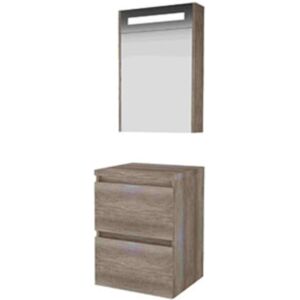 Basic Line Basic-Line Premium 46 Badkamermeubelset - 50 x 46 cm - Greeploos - 2 Lades - Wastafelblad - Spiegelkast met LED Verlichting - Scotch Oak Basic Line Basic-Line Premium 46 Badkamermeubelset - 50 x 46 cm - Greeploos - 2 Lades - Wastafelblad - Spiegelkast met LED Verlichting - Scotch Oak