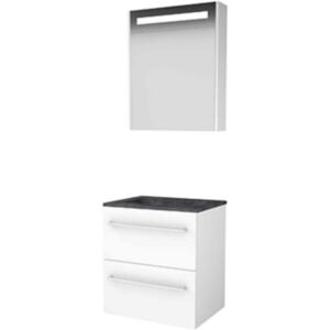 Basic Line Basic-Line Premium 46 Badkamermeubelset - 60 x 46 cm - Met Grepen - 2 Lades - Hardstenen Wastafel - 1 Kraangat - Spiegelkast met LED Verlichting - Ice White Basic Line Basic-Line Premium 46 Badkamermeubelset - 60 x 46 cm - Met Grepen - 2 Lades - Hardstenen Wastafel - 1 Kraangat - Spiegelkast met LED Verlichting - Ice White