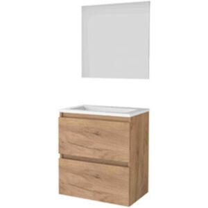 Basic Line Basic-Line Ultimate 39 Badkamermeubelset - Ondiep - 60 x 39 cm - Greeploos - 2 Lades - Acryl Wastafel - 1 Kraangat - Spiegel met Indirecte LED Verlichting - Whisky Oak Basic Line Basic-Line Ultimate 39 Badkamermeubelset - Ondiep - 60 x 39 cm - Greeploos - 2 Lades - Acryl Wastafel - 1 Kraangat - Spiegel met Indirecte LED Verlichting - Whisky Oak