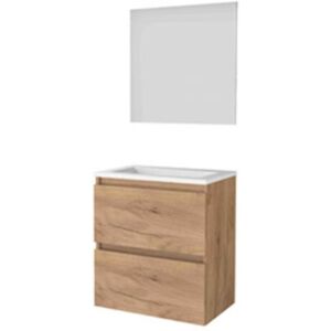 Basic Line Basic-Line Ultimate 39 Badkamermeubelset - Ondiep - 60 x 39 cm - Greeploos - 2 Lades - Acryl Wastafel - Zonder Kraangat - Spiegel met Indirecte LED Verlichting - Whisky Oak Basic Line Basic-Line Ultimate 39 Badkamermeubelset - Ondiep - 60 x 39 cm - Greeploos - 2 Lades - Acryl Wastafel - Zonder Kraangat - Spiegel met Indirecte LED Verlichting - Whisky Oak