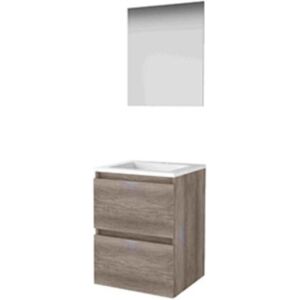 Basic Line Basic-Line Ultimate 46 Badkamermeubelset - 50 x 46 cm - Greeploos - 2 Lades - Acryl Wastafel - 1 Kraangat - Spiegel met Indirecte LED Verlichting - Scotch Oak Basic Line Basic-Line Ultimate 46 Badkamermeubelset - 50 x 46 cm - Greeploos - 2 Lades - Acryl Wastafel - 1 Kraangat - Spiegel met Indirecte LED Verlichting - Scotch Oak