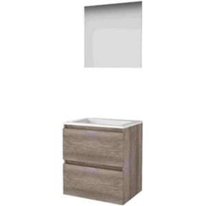 Basic Line Basic-Line Ultimate 46 Badkamermeubelset - 60 x 46 cm - Greeploos - 2 Lades - Acryl Wastafel - 1 Kraangat - Spiegel met Indirecte LED Verlichting - Scotch Oak Basic Line Basic-Line Ultimate 46 Badkamermeubelset - 60 x 46 cm - Greeploos - 2 Lades - Acryl Wastafel - 1 Kraangat - Spiegel met Indirecte LED Verlichting - Scotch Oak