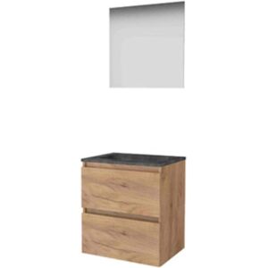 Basic Line Basic-Line Ultimate 46 Badkamermeubelset - 60 x 46 cm - Greeploos - 2 Lades - Hardstenen Wastafel - 1 Kraangat - Spiegel met Indirecte LED Verlichting - Whisky Oak Basic Line Basic-Line Ultimate 46 Badkamermeubelset - 60 x 46 cm - Greeploos - 2 Lades - Hardstenen Wastafel - 1 Kraangat - Spiegel met Indirecte LED Verlichting - Whisky Oak