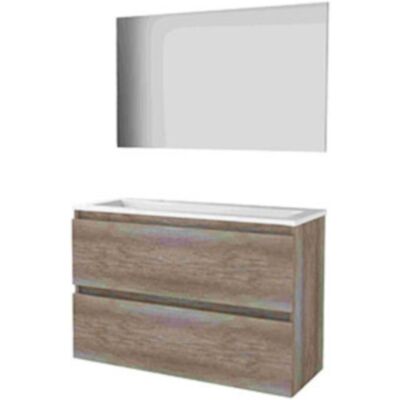 Basic Line Basic-Line Basic 39 Badkamermeubelset - Ondiep - 100 x 39 cm - Greeploos - 2 Lades - Acryl Wastafel - 2 Kraangaten - Spiegel - Scotch Oak Basic Line Basic-Line Basic 39 Badkamermeubelset - Ondiep - 100 x 39 cm - Greeploos - 2 Lades - Acryl Wastafel - 2 Kraangaten - Spiegel - Scotch Oak
