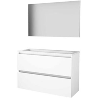 Basic Line Basic-Line Basic 39 Badkamermeubelset - Ondiep - 100 x 39 cm - Greeploos - 2 Lades - Acryl Wastafel - Zonder Kraangat - Spiegel - Ice White Basic Line Basic-Line Basic 39 Badkamermeubelset - Ondiep - 100 x 39 cm - Greeploos - 2 Lades - Acryl Wastafel - Zonder Kraangat - Spiegel - Ice White