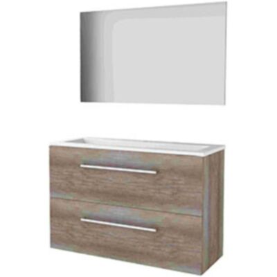 Basic Line Basic-Line Basic 39 Badkamermeubelset - Ondiep - 100 x 39 cm - Met Grepen - 2 Lades - Acryl Wastafel - 1 Kraangat - Spiegel - Scotch Oak Basic Line Basic-Line Basic 39 Badkamermeubelset - Ondiep - 100 x 39 cm - Met Grepen - 2 Lades - Acryl Wastafel - 1 Kraangat - Spiegel - Scotch Oak