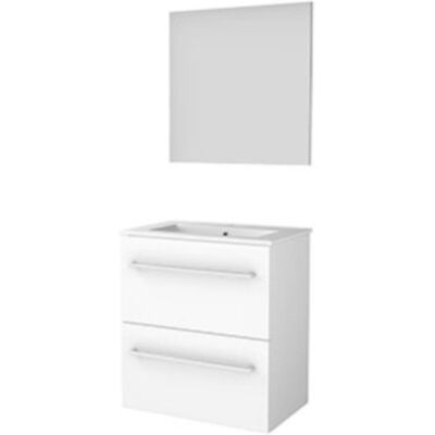 Basic Line Basic-Line Basic 39 Badkamermeubelset - Ondiep - 60 x 39 cm - Met Grepen - 2 Lades - Keramische Wastafel - 1 Kraangat - Spiegel - Ice White Basic Line Basic-Line Basic 39 Badkamermeubelset - Ondiep - 60 x 39 cm - Met Grepen - 2 Lades - Keramische Wastafel - 1 Kraangat - Spiegel - Ice White