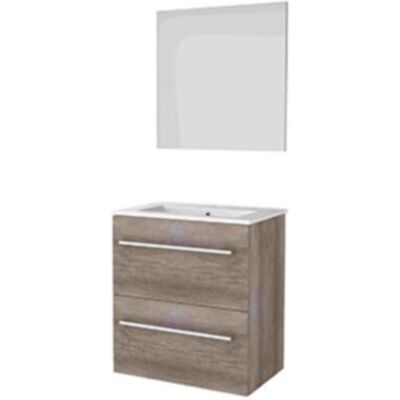 Basic Line Basic-Line Basic 39 Badkamermeubelset - Ondiep - 60 x 39 cm - Met Grepen - 2 Lades - Keramische Wastafel - 1 Kraangat - Spiegel - Scotch Oak Basic Line Basic-Line Basic 39 Badkamermeubelset - Ondiep - 60 x 39 cm - Met Grepen - 2 Lades - Keramische Wastafel - 1 Kraangat - Spiegel - Scotch Oak