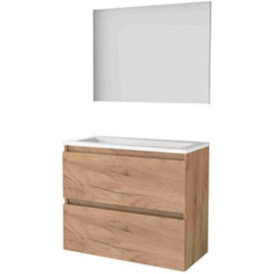 Basic Line Basic-Line Basic 39 Badkamermeubelset - Ondiep - 80 x 39 cm - Greeploos - 2 Lades - Acryl Wastafel - 1 Kraangat - Spiegel - Whisky Oak Basic Line Basic-Line Basic 39 Badkamermeubelset - Ondiep - 80 x 39 cm - Greeploos - 2 Lades - Acryl Wastafel - 1 Kraangat - Spiegel - Whisky Oak