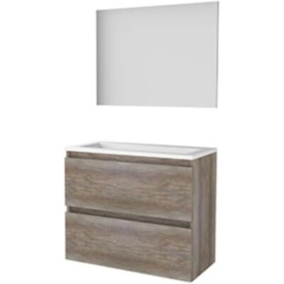 Basic Line Basic-Line Basic 39 Badkamermeubelset - Ondiep - 80 x 39 cm - Greeploos - 2 Lades - Keramische Wastafel - 1 Kraangat - Spiegel - Scotch Oak Basic Line Basic-Line Basic 39 Badkamermeubelset - Ondiep - 80 x 39 cm - Greeploos - 2 Lades - Keramische Wastafel - 1 Kraangat - Spiegel - Scotch Oak