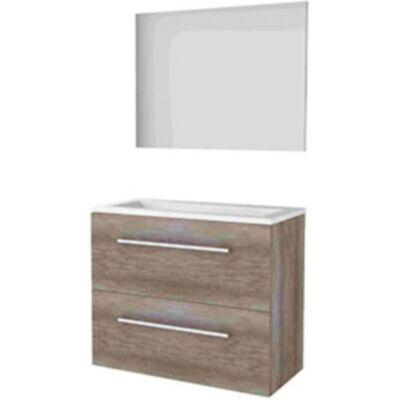 Basic Line Basic-Line Basic 39 Badkamermeubelset - Ondiep - 80 x 39 cm - Met Grepen - 2 Lades - Acryl Wastafel - Zonder Kraangat - Spiegel - Scotch Oak Basic Line Basic-Line Basic 39 Badkamermeubelset - Ondiep - 80 x 39 cm - Met Grepen - 2 Lades - Acryl Wastafel - Zonder Kraangat - Spiegel - Scotch Oak