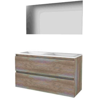 Basic Line Basic-Line Basic 46 Badkamermeubelset - 120 x 46 cm - Greeploos - 2 Lades - Acryl Wastafel - 2 Kraangaten - Spiegel - Scotch Oak Basic Line Basic-Line Basic 46 Badkamermeubelset - 120 x 46 cm - Greeploos - 2 Lades - Acryl Wastafel - 2 Kraangaten - Spiegel - Scotch Oak