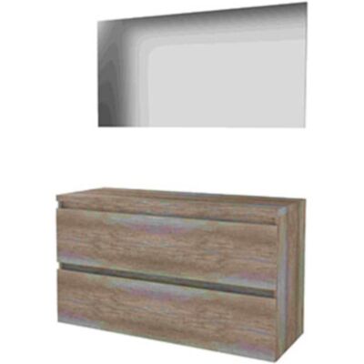 Basic Line Basic-Line Basic 46 Badkamermeubelset - 120 x 46 cm - Greeploos - 2 Lades - Wastafelblad - Spiegel - Scotch Oak Basic Line Basic-Line Basic 46 Badkamermeubelset - 120 x 46 cm - Greeploos - 2 Lades - Wastafelblad - Spiegel - Scotch Oak