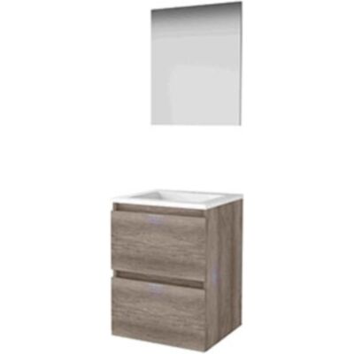 Basic Line Basic-Line Basic 46 Badkamermeubelset - 50 x 46 cm - Greeploos - 2 Lades - Acryl Wastafel - 1 Kraangat - Spiegel - Scotch Oak Basic Line Basic-Line Basic 46 Badkamermeubelset - 50 x 46 cm - Greeploos - 2 Lades - Acryl Wastafel - 1 Kraangat - Spiegel - Scotch Oak