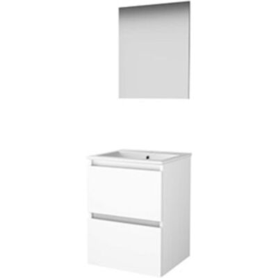 Basic Line Basic-Line Basic 46 Badkamermeubelset - 50 x 46 cm - Greeploos - 2 Lades - Keramische Wastafel - 1 Kraangat - Spiegel - Ice White Basic Line Basic-Line Basic 46 Badkamermeubelset - 50 x 46 cm - Greeploos - 2 Lades - Keramische Wastafel - 1 Kraangat - Spiegel - Ice White