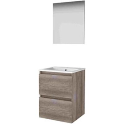 Basic Line Basic-Line Basic 46 Badkamermeubelset - 50 x 46 cm - Greeploos - 2 Lades - Keramische Wastafel - 1 Kraangat - Spiegel - Scotch Oak Basic Line Basic-Line Basic 46 Badkamermeubelset - 50 x 46 cm - Greeploos - 2 Lades - Keramische Wastafel - 1 Kraangat - Spiegel - Scotch Oak