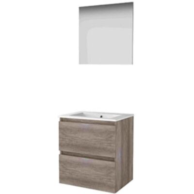Basic Line Basic-Line Basic 46 Badkamermeubelset - 60 x 46 cm - Greeploos - 2 Lades - Keramische Wastafel - 1 Kraangat - Spiegel - Scotch Oak Basic Line Basic-Line Basic 46 Badkamermeubelset - 60 x 46 cm - Greeploos - 2 Lades - Keramische Wastafel - 1 Kraangat - Spiegel - Scotch Oak