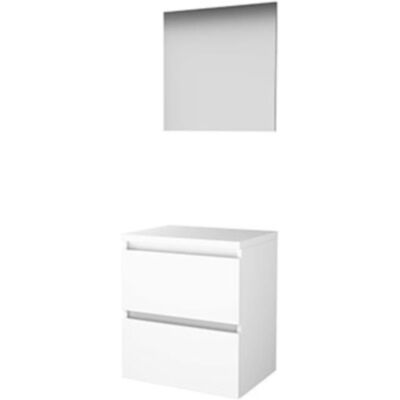 Basic Line Basic-Line Basic 46 Badkamermeubelset - 60 x 46 cm - Greeploos - 2 Lades - Wastafelblad - Spiegel - Ice White Basic Line Basic-Line Basic 46 Badkamermeubelset - 60 x 46 cm - Greeploos - 2 Lades - Wastafelblad - Spiegel - Ice White