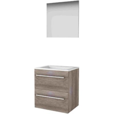 Basic Line Basic-Line Basic 46 Badkamermeubelset - 60 x 46 cm - Met Grepen - 2 Lades - Acryl Wastafel - 1 Kraangat - Spiegel - Scotch Oak Basic Line Basic-Line Basic 46 Badkamermeubelset - 60 x 46 cm - Met Grepen - 2 Lades - Acryl Wastafel - 1 Kraangat - Spiegel - Scotch Oak