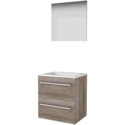Basic Line Basic-Line Basic 46 Badkamermeubelset - 60 x 46 cm - Met Grepen - 2 Lades - Acryl Wastafel - Zonder Kraangat - Spiegel - Scotch Oak Basic Line Basic-Line Basic 46 Badkamermeubelset - 60 x 46 cm - Met Grepen - 2 Lades - Acryl Wastafel - Zonder Kraangat - Spiegel - Scotch Oak