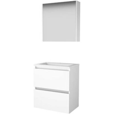 Basic Line Basic-Line Comfort 39 Badkamermeubelset - Ondiep - 60 x 39 cm - Greeploos - 2 Lades - Acryl Wastafel - 1 Kraangat - Spiegelkast - Ice White Basic Line Basic-Line Comfort 39 Badkamermeubelset - Ondiep - 60 x 39 cm - Greeploos - 2 Lades - Acryl Wastafel - 1 Kraangat - Spiegelkast - Ice White