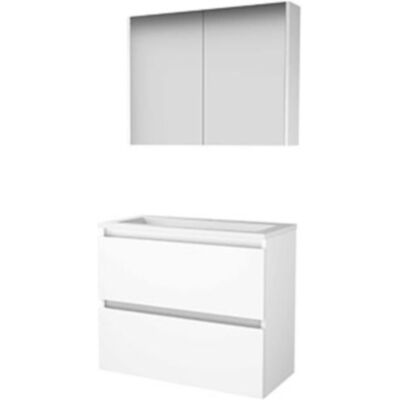 Basic Line Basic-Line Comfort 39 Badkamermeubelset - Ondiep - 80 x 39 cm - Greeploos - 2 Lades - Acryl Wastafel - 1 Kraangat - Spiegelkast - Ice White Basic Line Basic-Line Comfort 39 Badkamermeubelset - Ondiep - 80 x 39 cm - Greeploos - 2 Lades - Acryl Wastafel - 1 Kraangat - Spiegelkast - Ice White