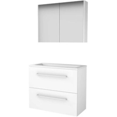 Basic Line Basic-Line Comfort 39 Badkamermeubelset - Ondiep - 80 x 39 cm - Met Grepen - 2 Lades - Acryl Wastafel - Zonder Kraangat - Spiegelkast - Ice White Basic Line Basic-Line Comfort 39 Badkamermeubelset - Ondiep - 80 x 39 cm - Met Grepen - 2 Lades - Acryl Wastafel - Zonder Kraangat - Spiegelkast - Ice White