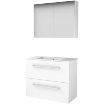 Basic Line Basic-Line Comfort 39 Badkamermeubelset - Ondiep - 80 x 39 cm - Met Grepen - 2 Lades - Keramische Wastafel - 1 Kraangat - Spiegelkast - Ice White Basic Line Basic-Line Comfort 39 Badkamermeubelset - Ondiep - 80 x 39 cm - Met Grepen - 2 Lades - Keramische Wastafel - 1 Kraangat - Spiegelkast - Ice White