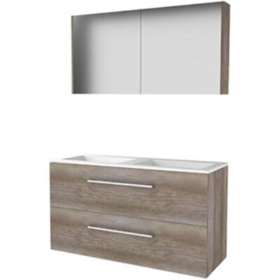 Basic Line Basic-Line Comfort 46 Badkamermeubelset - 120 x 46 cm - Met Grepen - 2 Lades - Acryl Wastafel - Zonder Kraangat - Spiegelkast - Scotch Oak Basic Line Basic-Line Comfort 46 Badkamermeubelset - 120 x 46 cm - Met Grepen - 2 Lades - Acryl Wastafel - Zonder Kraangat - Spiegelkast - Scotch Oak