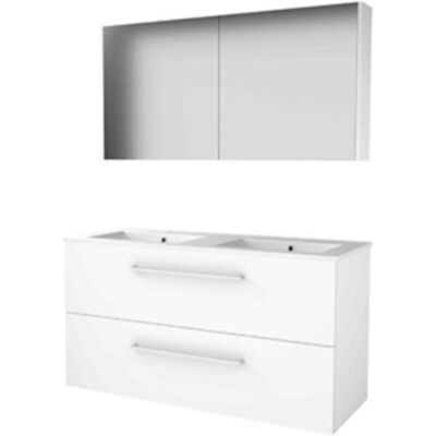 Basic Line Basic-Line Comfort 46 Badkamermeubelset - 120 x 46 cm - Met Grepen - 2 Lades - Keramische Wastafel - 2 Kraangaten - Spiegelkast - Ice White Basic Line Basic-Line Comfort 46 Badkamermeubelset - 120 x 46 cm - Met Grepen - 2 Lades - Keramische Wastafel - 2 Kraangaten - Spiegelkast - Ice White