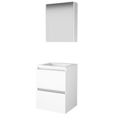 Basic Line Basic-Line Comfort 46 Badkamermeubelset - 50 x 46 cm - Greeploos - 2 Lades - Acryl Wastafel - Zonder Kraangat - Spiegelkast - Ice White Basic Line Basic-Line Comfort 46 Badkamermeubelset - 50 x 46 cm - Greeploos - 2 Lades - Acryl Wastafel - Zonder Kraangat - Spiegelkast - Ice White