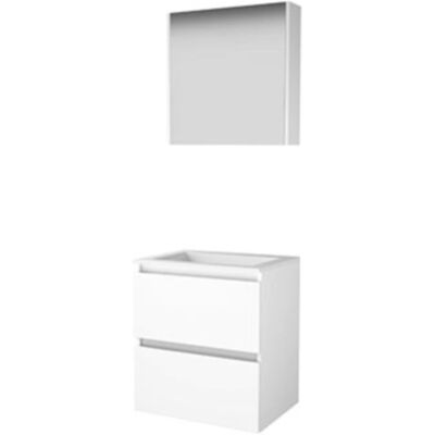 Basic Line Basic-Line Comfort 46 Badkamermeubelset - 60 x 46 cm - Greeploos - 2 Lades - Acryl Wastafel - Zonder Kraangat - Spiegelkast - Ice White Basic Line Basic-Line Comfort 46 Badkamermeubelset - 60 x 46 cm - Greeploos - 2 Lades - Acryl Wastafel - Zonder Kraangat - Spiegelkast - Ice White