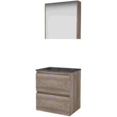 Basic Line Basic-Line Comfort 46 Badkamermeubelset - 60 x 46 cm - Greeploos - 2 Lades - Hardstenen Wastafel - Zonder Kraangat - Spiegelkast - Scotch Oak Basic Line Basic-Line Comfort 46 Badkamermeubelset - 60 x 46 cm - Greeploos - 2 Lades - Hardstenen Wastafel - Zonder Kraangat - Spiegelkast - Scotch Oak