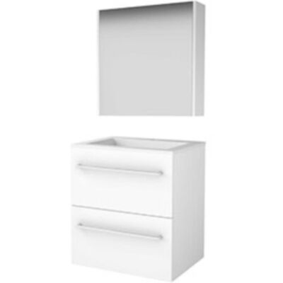 Basic Line Basic-Line Comfort 46 Badkamermeubelset - 60 x 46 cm - Met Grepen - 2 Lades - Acryl Wastafel - 1 Kraangat - Spiegelkast - Ice White Basic Line Basic-Line Comfort 46 Badkamermeubelset - 60 x 46 cm - Met Grepen - 2 Lades - Acryl Wastafel - 1 Kraangat - Spiegelkast - Ice White