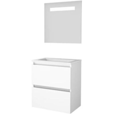 Basic Line Basic-Line Economic 39 Badkamermeubelset - Ondiep - 60 x 39 cm - Greeploos - 2 Lades - Acryl Wastafel - 1 Kraangat - Spiegel met LED Verlichting - Ice White Basic Line Basic-Line Economic 39 Badkamermeubelset - Ondiep - 60 x 39 cm - Greeploos - 2 Lades - Acryl Wastafel - 1 Kraangat - Spiegel met LED Verlichting - Ice White