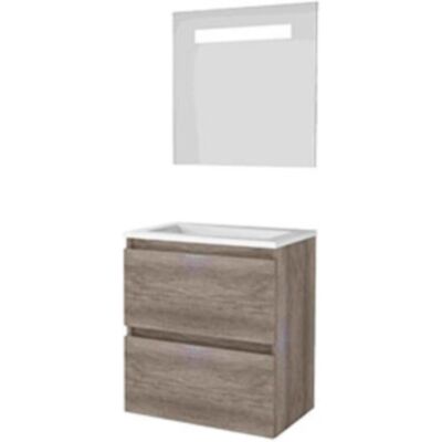 Basic Line Basic-Line Economic 39 Badkamermeubelset - Ondiep - 60 x 39 cm - Greeploos - 2 Lades - Acryl Wastafel - Zonder Kraangat - Spiegel met LED Verlichting - Scotch Oak Basic Line Basic-Line Economic 39 Badkamermeubelset - Ondiep - 60 x 39 cm - Greeploos - 2 Lades - Acryl Wastafel - Zonder Kraangat - Spiegel met LED Verlichting - Scotch Oak
